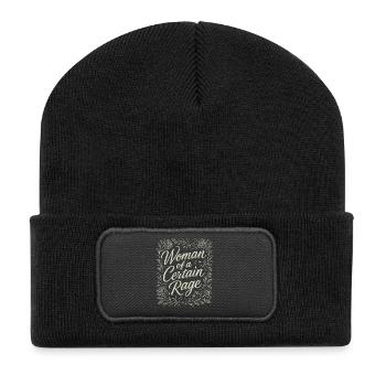 Woman of a Certain Rage Floral Roses Design - Recycled Patch Beanie - black - Front