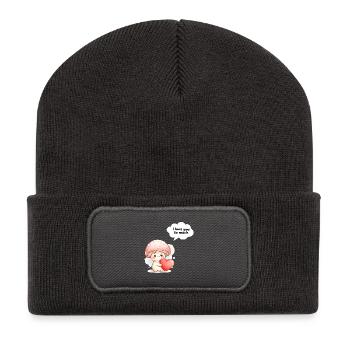 Cute Mushroom Love Design I Love You - Recycled Patch Beanie - dark grey - Front