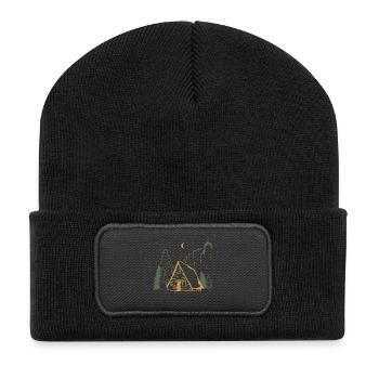 Moonlit Rustic Cabin Night - Recycled Patch Beanie - black - Front