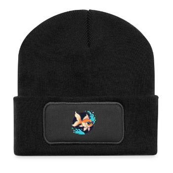 Poisson doré rétro lunettes - Beanie recyclé à patch - noir - Devant