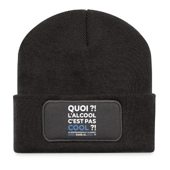 Quoi ? l'alcool c'est pas cool ? Replique culte - Beanie recyclé à patch - charbon - Devant