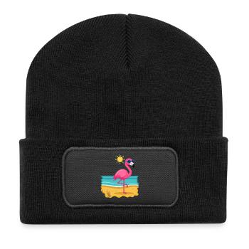 Flamenco bronzant n°1 - Beanie recyclé à patch - noir - Devant