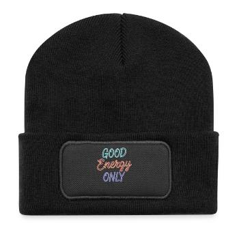Graphique Good Energy, uniquement dans un style néon rétro - Beanie recyclé à patch - noir - Devant