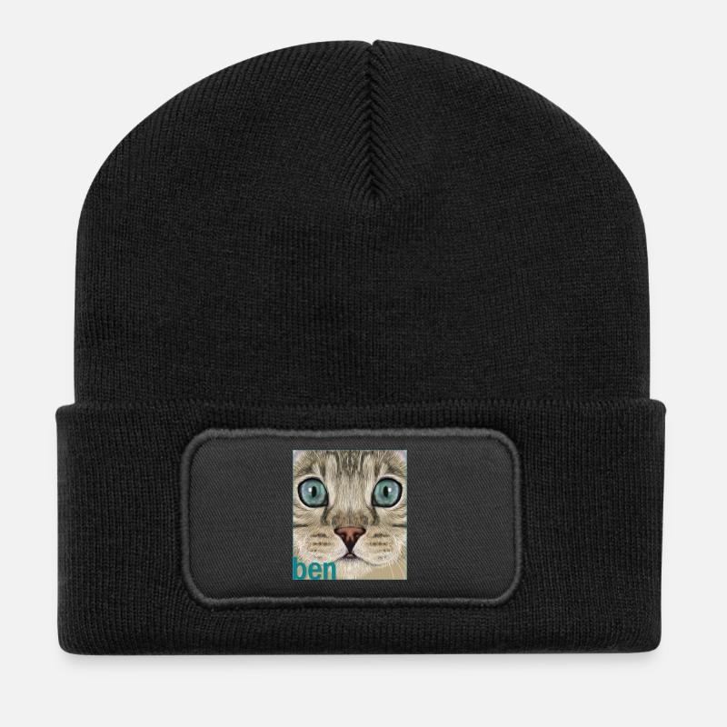 Chat du Bengale - Beanie recyclé à patch - noir