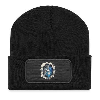 Wolf with stars - Recycled Patch Beanie - black - Front
