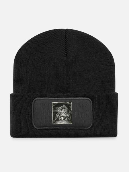 Zander Geblitzt - Recycelte Patch Beanie - Schwarz