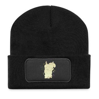 Chien endormi dans la prairie - Beanie recyclé à patch - noir - Devant