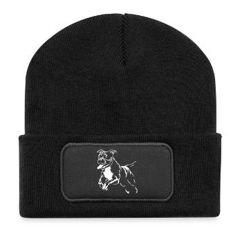 American Staffordshire Terrier "Black Edition" - Recycelte Patch Beanie - Schwarz - Vorne