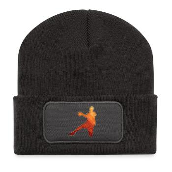Joueur de handball rétro - Beanie recyclé à patch - charbon - Devant