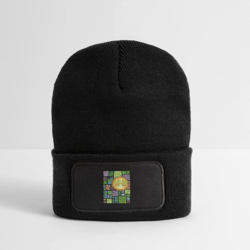 Bali temple on pattern patchwork Recycelte Patch Beanie