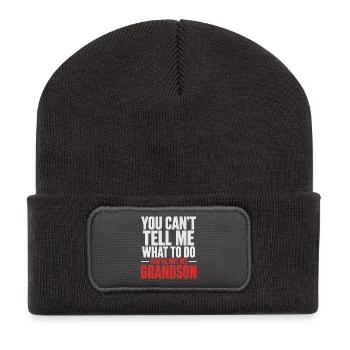 Opa- und Oma-Humor – Du bist nicht mein Vater - Recycelte Patch Beanie - Dunkelgrau - Vorne