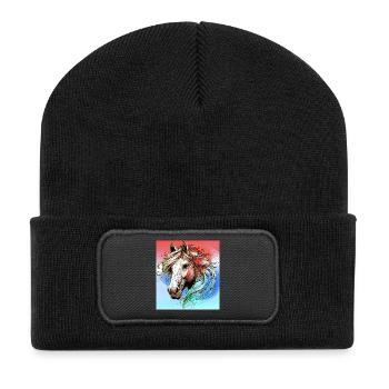 horse - Recycled Patch Beanie - black - Front