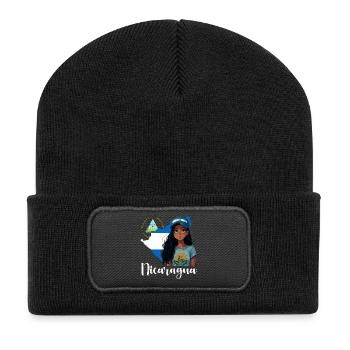 Nicaragua Flagge Stolz & Heimat - Recycelte Patch Beanie - Schwarz - Vorne