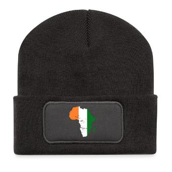 Drapeau de la Côte d’Ivoire Afrique utilisé - Beanie recyclé à patch - charbon - Devant