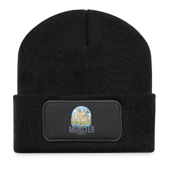 Münster Motiv 1 Fahrradstadt Skyline - Recycelte Patch Beanie - Schwarz - Vorne