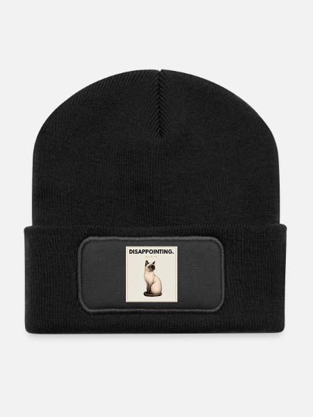 DISAPPOINTING Sarcastic Cat Design - Recycelte Patch Beanie - Schwarz