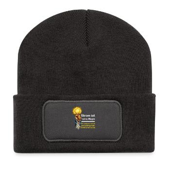 Strom ist meine Magie – Elektrische Kraft - Recycelte Patch Beanie - Dunkelgrau - Vorne