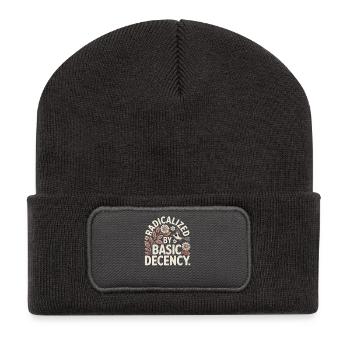Déclaration de gentillesse Vintage Floral Design - Beanie recyclé à patch - charbon - Devant