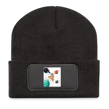 Astronaut Rides Pizza Space T-Shirt - Beanie recyclé à patch - charbon - Devant