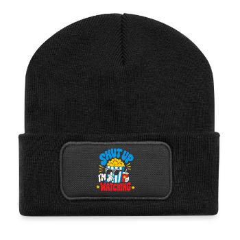 Shut Up I'm Watching Movies - Recycelte Patch Beanie - Schwarz - Vorne
