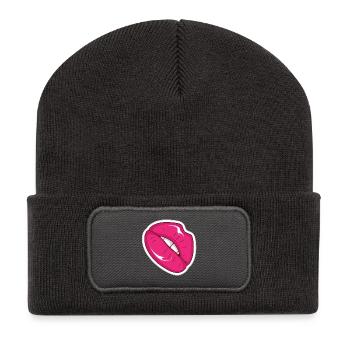 Pink Lips Pop Art Style Rétro - Beanie recyclé à patch - charbon - Devant