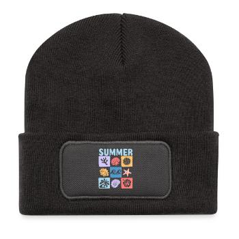 Summer – Maritime Meereswelt voller Urlaubsflair - Recycelte Patch Beanie - Dunkelgrau - Vorne