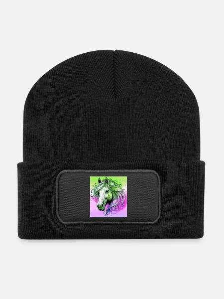 horse - Recycled Patch Beanie - black