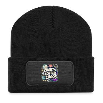 CHARTS COFFEE CHAOS Nickerchen - Recycelte Patch Beanie - Schwarz - Vorne