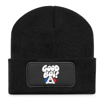 Good Boy Hund Retro Design - Recycelte Patch Beanie - Schwarz - Vorne