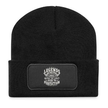 1957 Jahrgang geboren Legenden Vintage Geburtstag - Recycelte Patch Beanie - Schwarz - Vorne