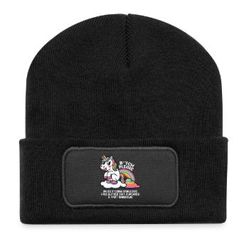 Glittering Unicorn with Rainbow Gift - Recycled Patch Beanie - black - Front