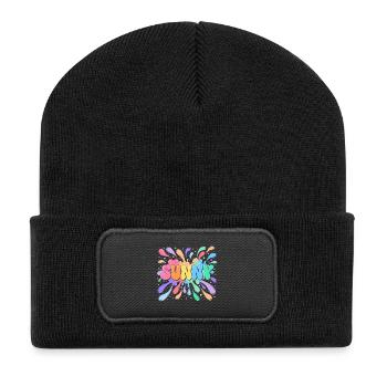 Sunny Rainbow Typography Bubble Splatter - Recycled Patch Beanie - black - Front