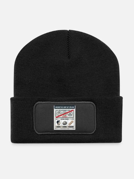 Kopf Stein Pflaster Konfliktlösung - Recycelte Patch Beanie - Schwarz