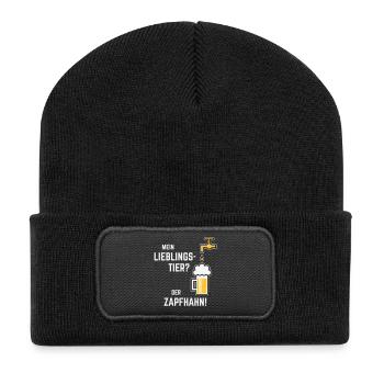 Mein Lieblingstier? Der Zapfhahn! (Bier / 3C) - Recycelte Patch Beanie - Schwarz - Vorne
