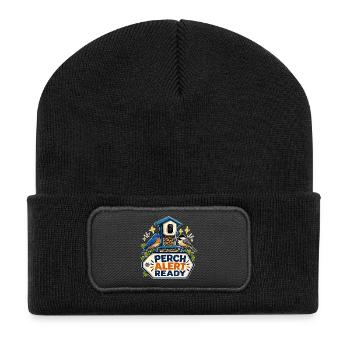 ALERTE PERCHOIR PRÊTE - Beanie recyclé à patch - noir - Devant
