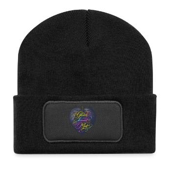 Gleich kommt Mut. - Recycelte Patch Beanie - Schwarz - Vorne