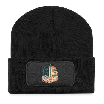 Find me at the coastline - Recycelte Patch Beanie - Schwarz - Vorne