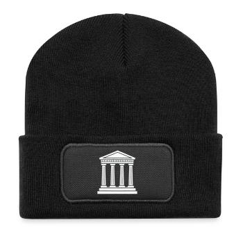 Klassischer Tempel Säulen Silhouette - Recycelte Patch Beanie - Schwarz - Vorne