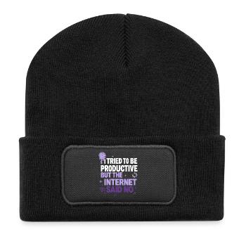 I Tried to Be Productive - Recycelte Patch Beanie - Schwarz - Vorne