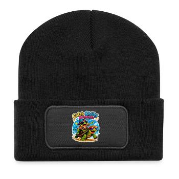 Urlaubs Vibes - Recycelte Patch Beanie - Schwarz - Vorne