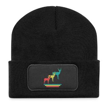 Antilopen Silhouetten Safari - Recycelte Patch Beanie - Schwarz - Vorne
