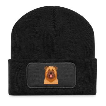 Zotteliger Briard (Comic-Porträt) - Recycelte Patch Beanie - Schwarz - Vorne