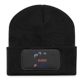 Danke Für Alles  - Recycelte Patch Beanie - Schwarz - Vorne