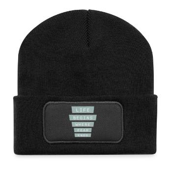 La vie commence là où la peur s’arrête Citation motivationnelle Logo - Beanie recyclé à patch - noir - Devant