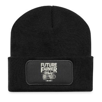 Zukünftiger Farmer Baby Tractor Vintage Dad - Recycelte Patch Beanie - Schwarz - Vorne