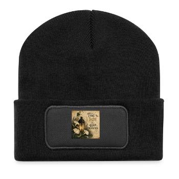 Find Light In Quiet Moments Vintage Poster Decoration - Recycled Patch Beanie - black - Front