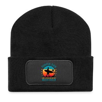 Funny Surfing Dad Birthday Gift for Surfer - Recycled Patch Beanie - black - Front