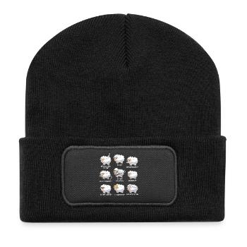 Unschaf & Co. – Lustige Schaf Wortspiele - Recycelte Patch Beanie - Schwarz - Vorne