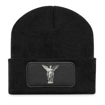 Winged Guardian Angel with Sword - Recycled Patch Beanie - black - Front