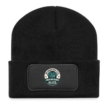 Wir geben alles Mediziner Badge - Recycelte Patch Beanie - Schwarz - Vorne